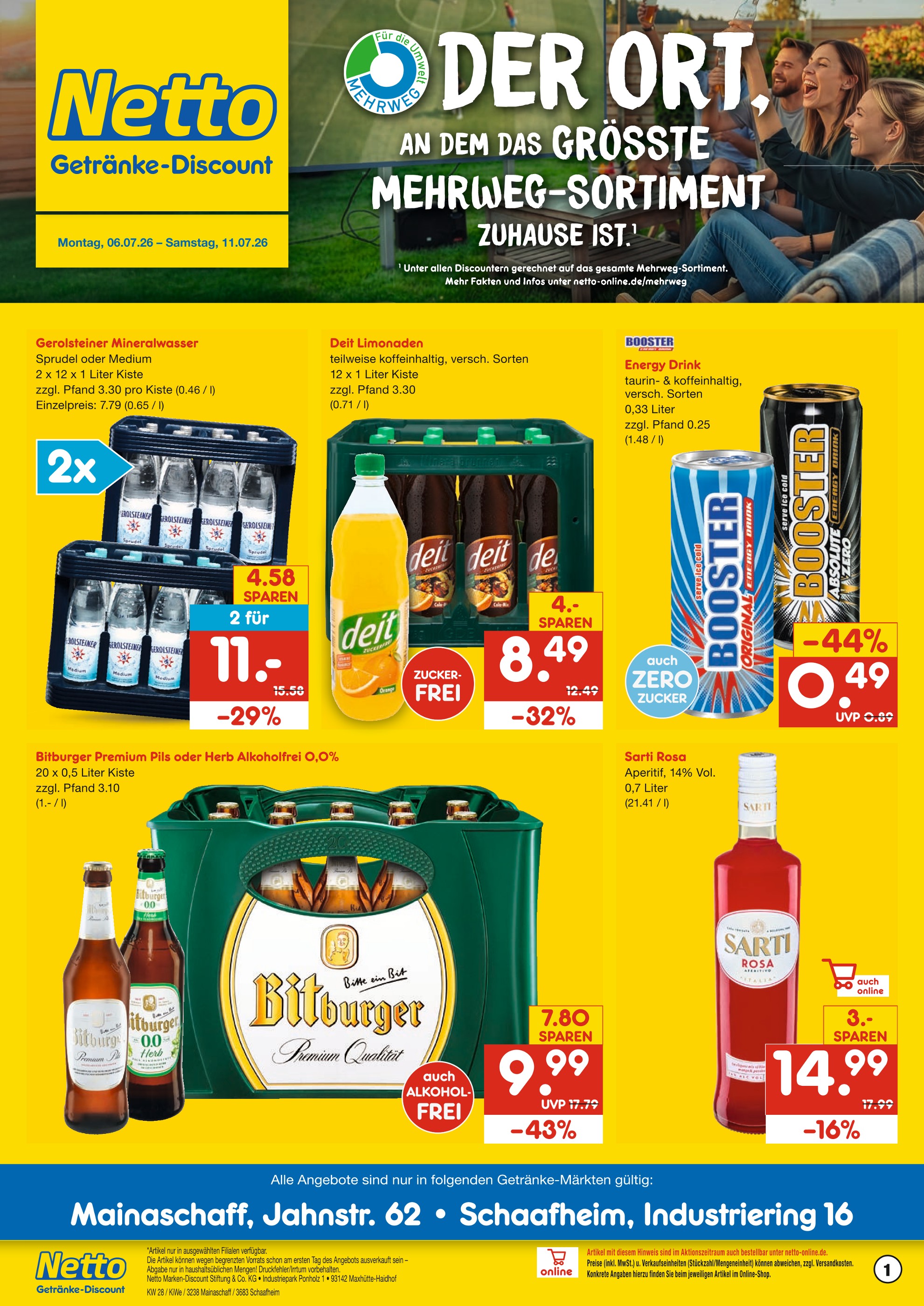 Aktueller Netto Marken-Discount Discounter Prospekt in Kleinostheim und Umgebung, "DER ORT, AN DEM DU IMMER AUSGEZEICHNETE PREISE FINDEST." mit 6 Seiten, 06.07.2026 - 11.07.2026